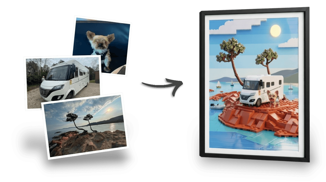 Vos trois photos transformées en une illustration personnalisée